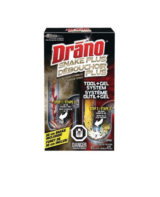 Drano Snake Plus Drain Cleaning Kit & Clog Remover, 19-in Wand Tool + 473-mL Gel Drain Cleaner