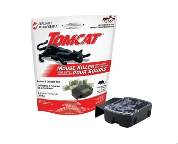 TOMCAT MOUSE KILLER REFILLABLE BAIT STATION 1 STATION PLUS 8 X 28 G BLOCKS