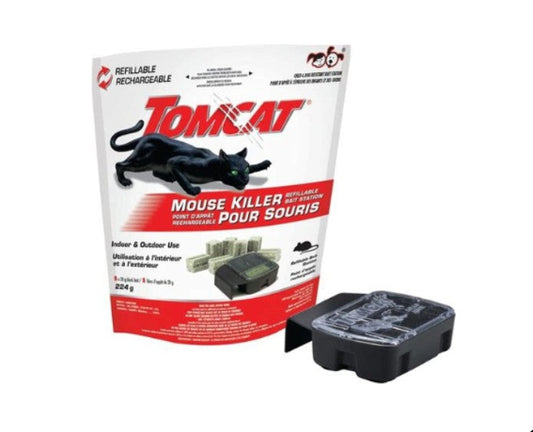 TOMCAT MOUSE KILLER REFILLABLE BAIT STATION 1 STATION PLUS 8 X 28 G BLOCKS