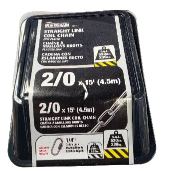 COIL LINK STRAIGHT CHAIN 2/0X15' ZINC