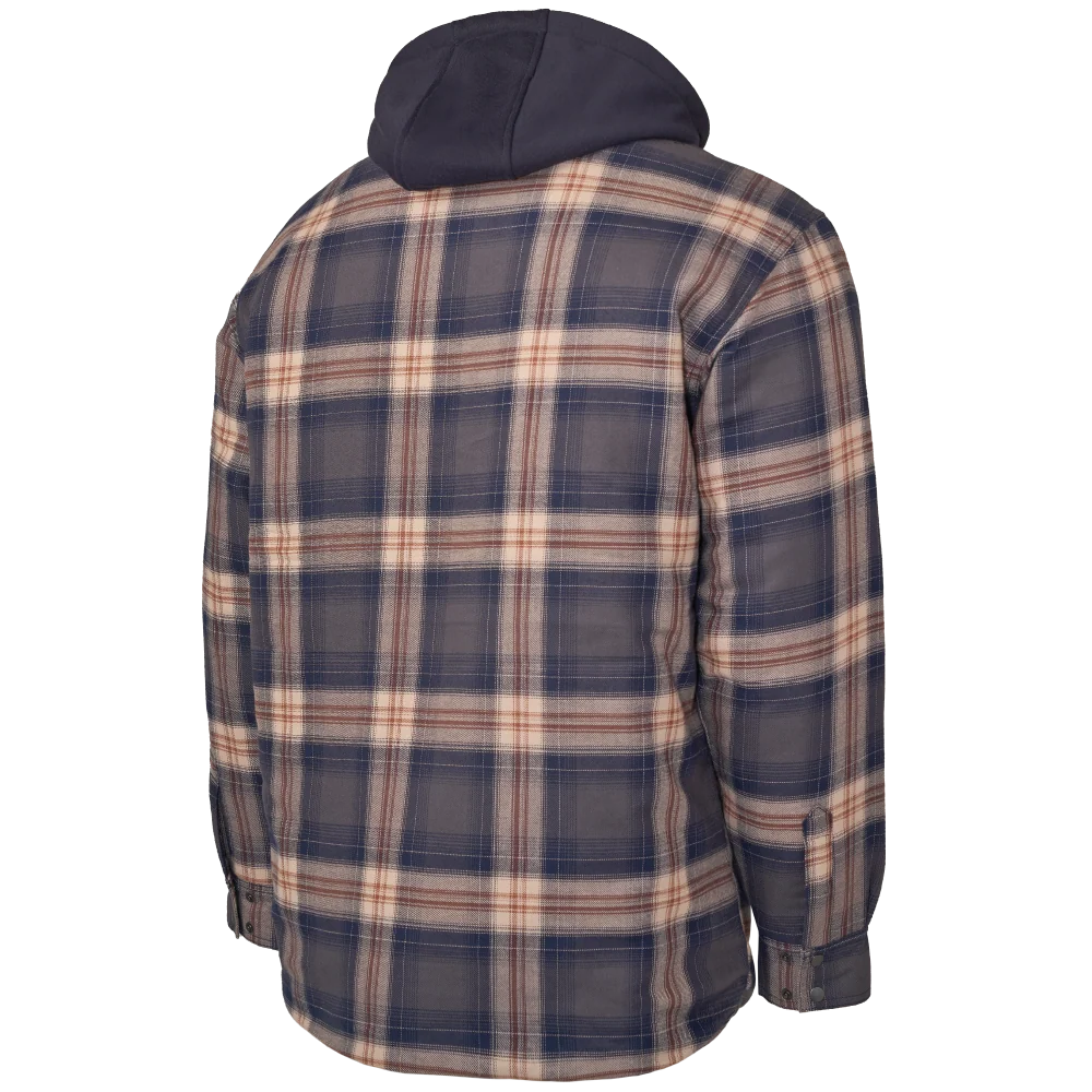 TOUGH DUCK QUILT-LINED HOODED FLANNEL JAC-SHIRT (NV/BR)
