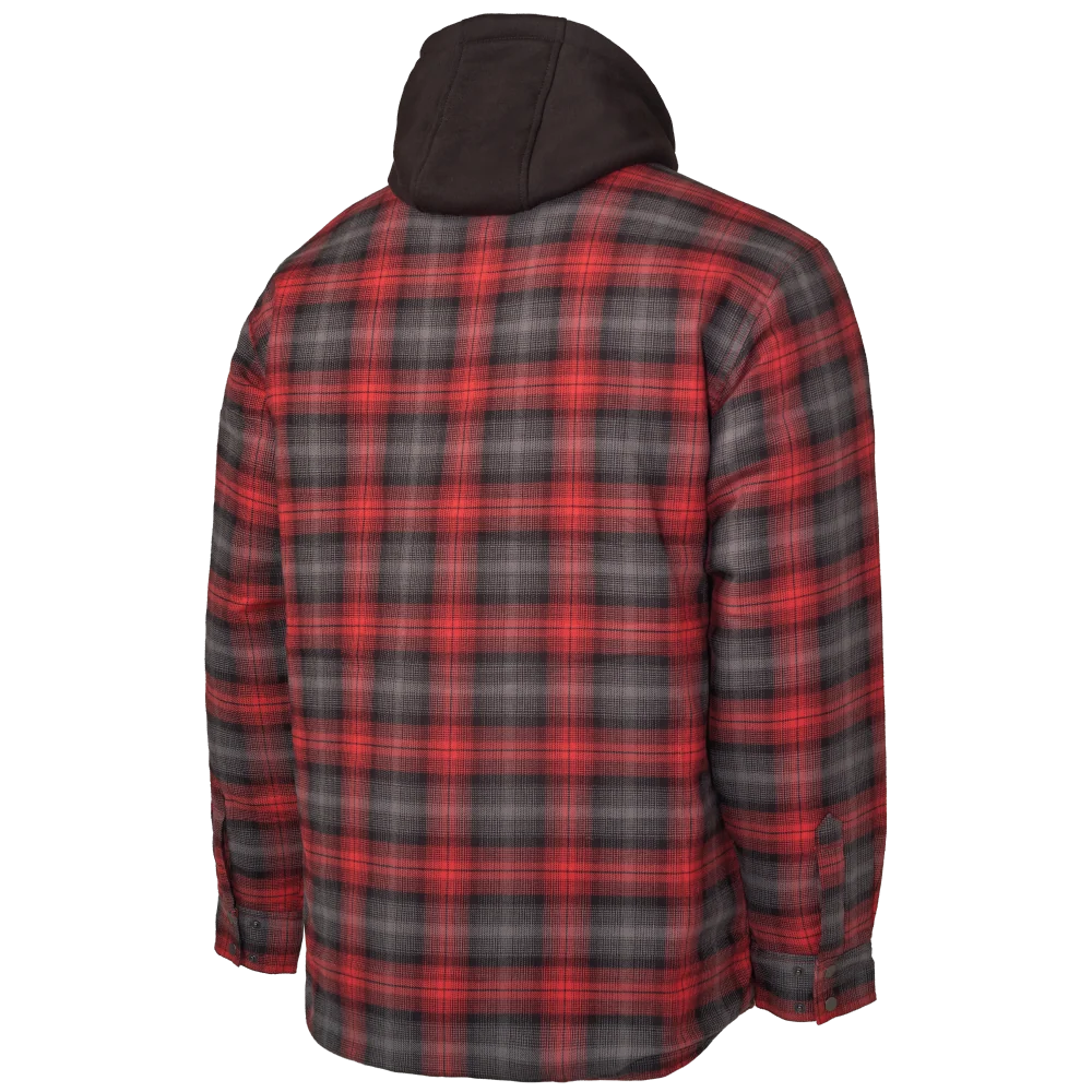 TOUGH DUCK QUILT-LINED HOODED FLANNEL JAC-SHIRT (RD/CH)