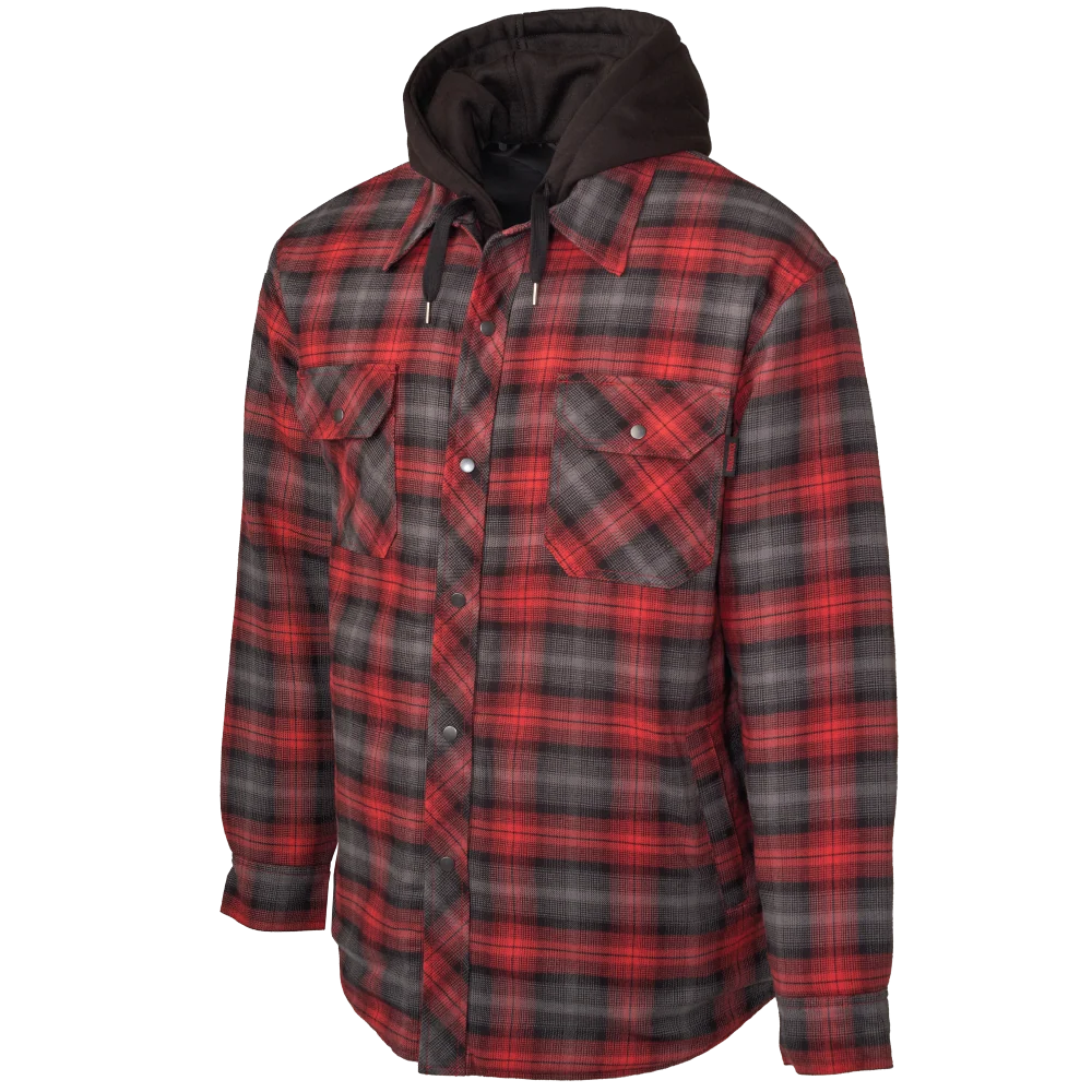 TOUGH DUCK QUILT-LINED HOODED FLANNEL JAC-SHIRT (RD/CH)