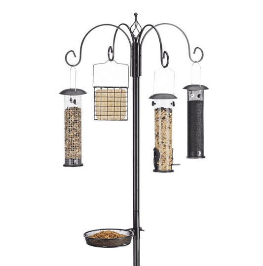Ultimate Bird Feeding Station, Screened, Suet, Tube, Metal/Plastic, Black