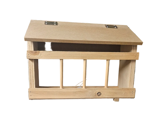 Wooden Pigeon Grit Feeder with Hinged Lid