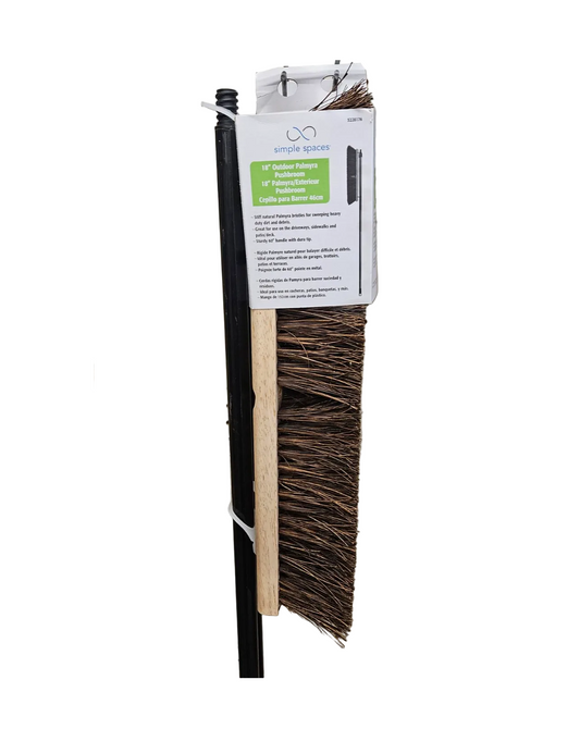 18" Push Broom with Metal Handle – Heavy Duty Floor Broom