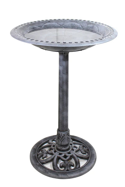 POLY BIRD BATH ANTIQUE SILVER