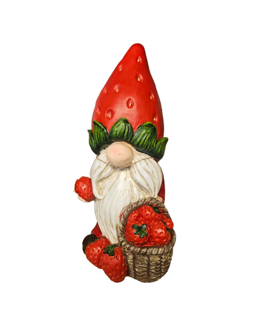 Strawberry Garden Gnome with Basket – 12.5"